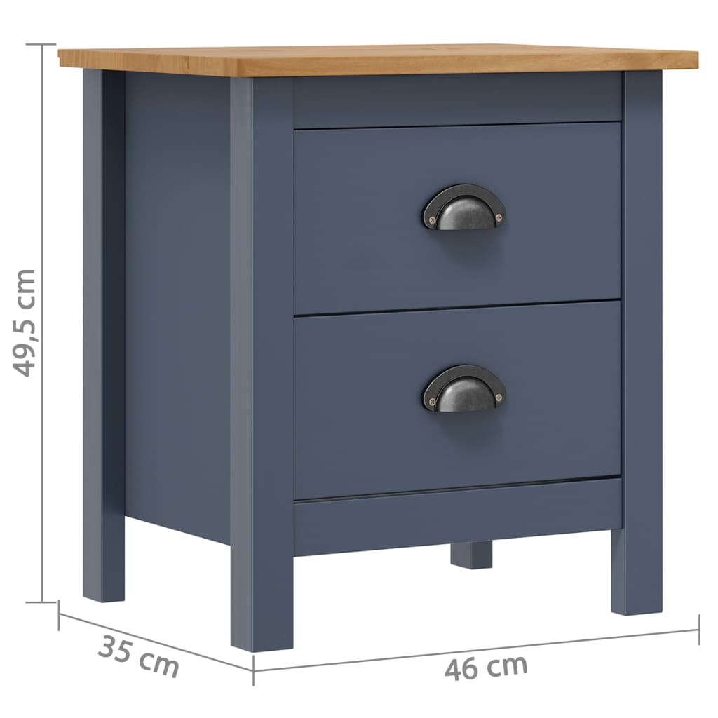 288905 vidaXL Bedside Cabinet "Hill" Grey 46x35x49,5 cm Solid Pine Wood