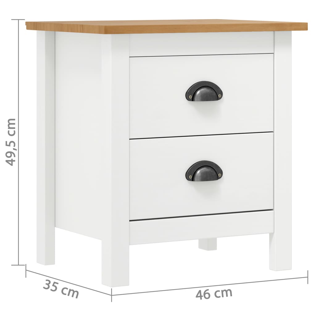 vidaXL Bedside Cabinet | White and honey brown | Solid pine wood | Medium