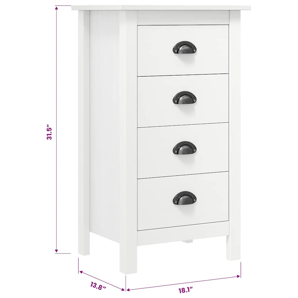 vidaXL Sideboard Hill White 46x35x80 cm Solid Pine Wood