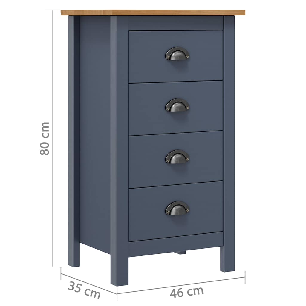 288913 vidaXL Sideboard "Hill" Grey 46x35x80 cm Solid Pine Wood