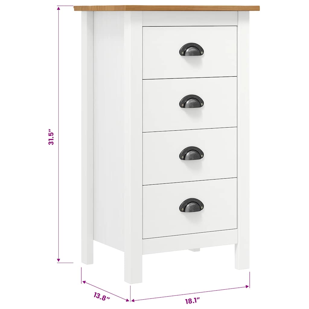 vidaXL Sideboard Hill White 46x35x80 cm Solid Pine Wood