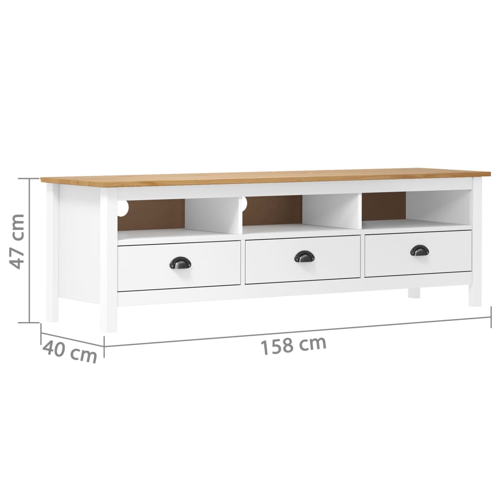 vidaXL Tv Cabinet | White and honey brown | Solid pine wood | 158 cm wide