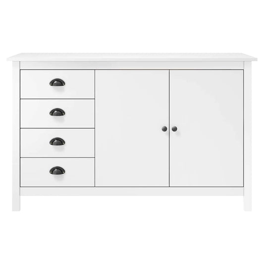 288932 vidaXL Sideboard "Hill" White 130x40x80 cm Solid Pine Wood