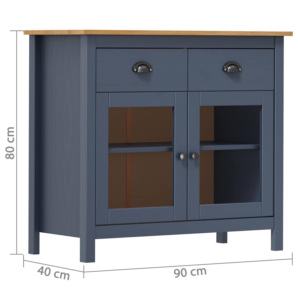 288941 vidaXL Sideboard "Hill" Grey 90x40x80 cm Solid Pine Wood