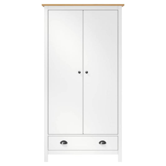 vidaXL 2-Door Wardrobe Hill White 89x50x170 cm Solid Pine Wood