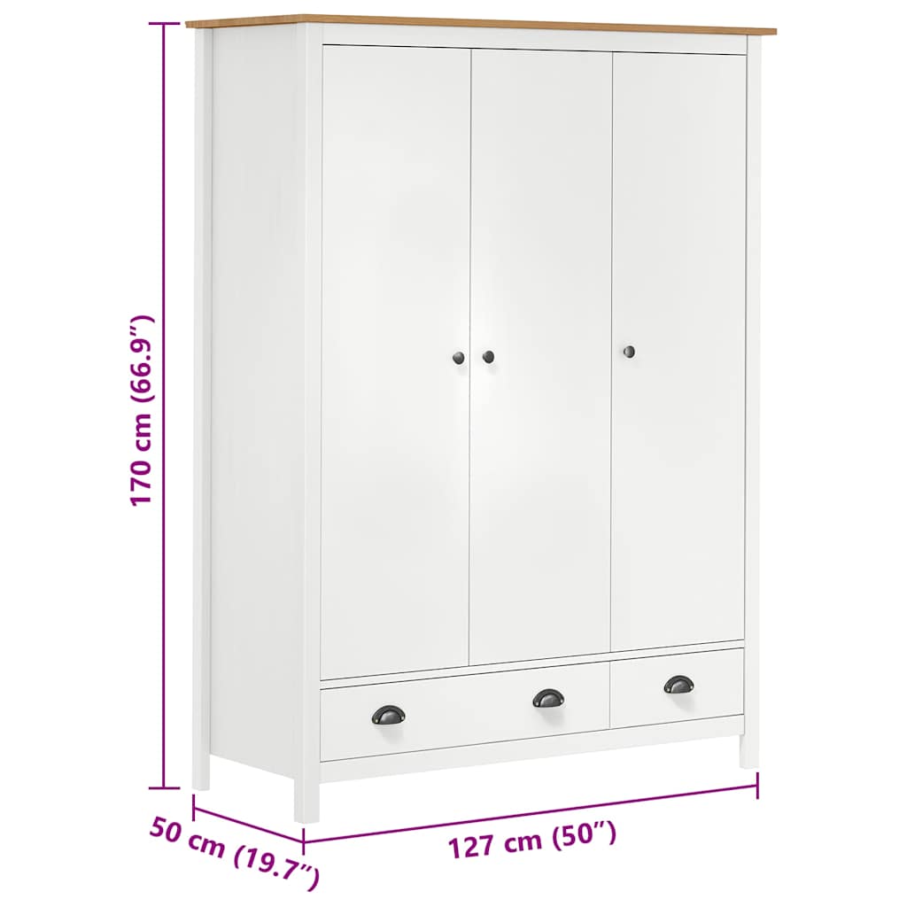 vidaXL Wardrobe | White and honey brown | Solid pine wood | Medium | Wardrobe