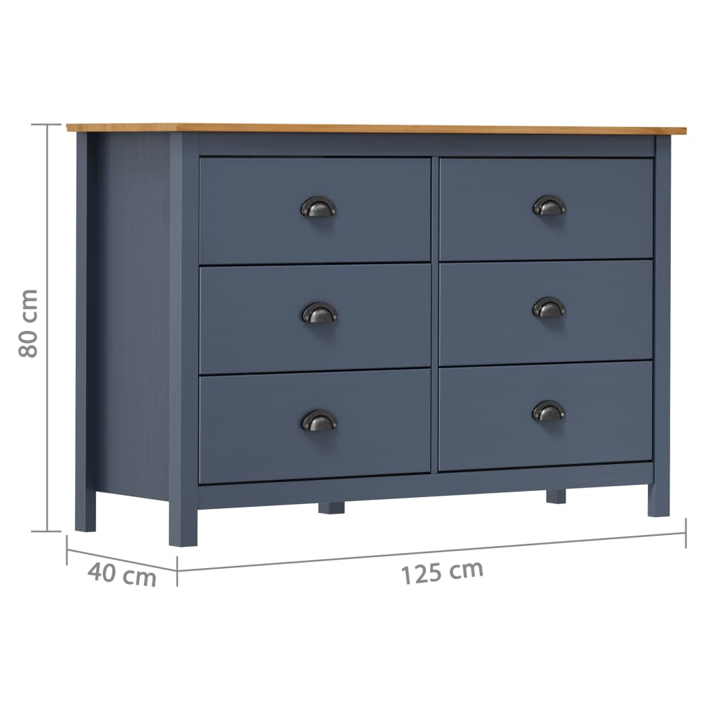 vidaXL Sideboard | Grey and honey brown | Solid pine wood | Medium | Sideboard