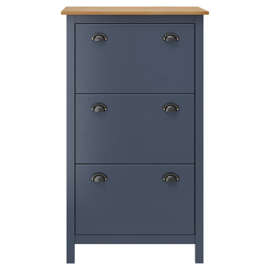 vidaXL Shoe Cabinet Hill Grey 72x35x124 cm Solid Pine Wood