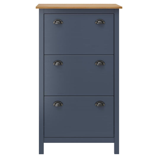 289005 vidaXL Shoe Cabinet "Hill" Grey 72x35x124 cm Solid Pine Wood