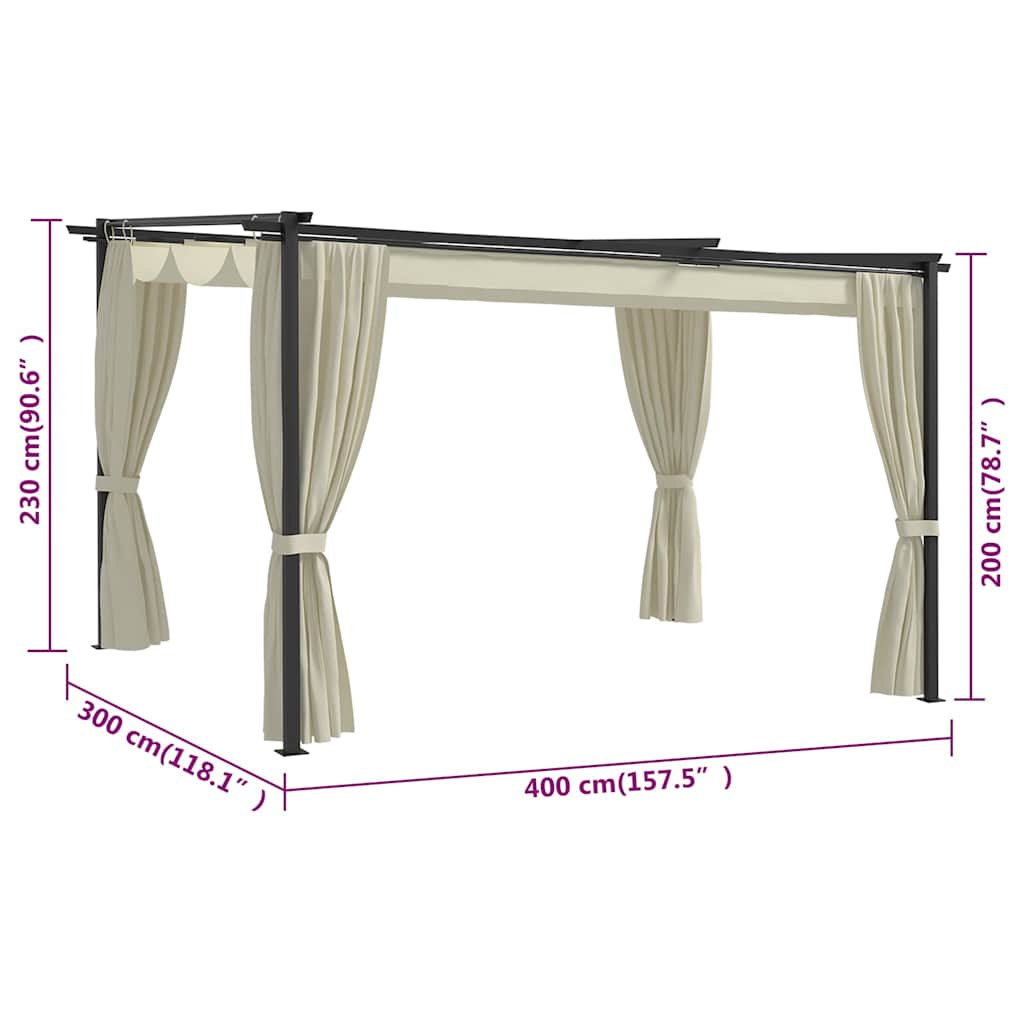 vidaXL Gazebo 4x3 m Cream