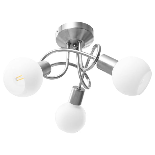 vidaXL Ceiling Lamp | White | Chromed plated steel, ceramic | Medium | Modern