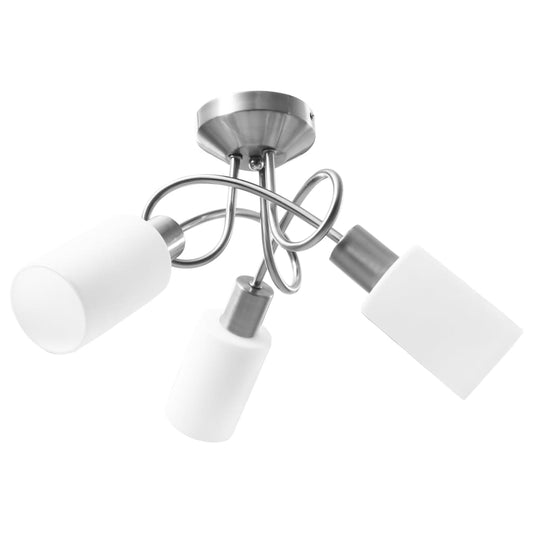 vidaXL Ceiling Lamp with Ceramic Shades for 3 E14 Bulbs White Cone