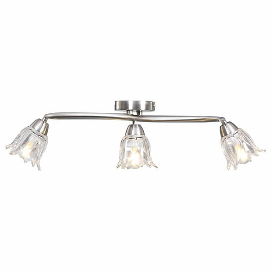 289230 vidaXL Ceiling Lamp with Transparent Glass Shades for 3 E14 Bulbs Tulip