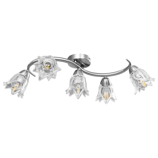 289233 vidaXL Ceiling Lamp with Transparent Glass Shades for 5 E14 Bulbs Tulip
