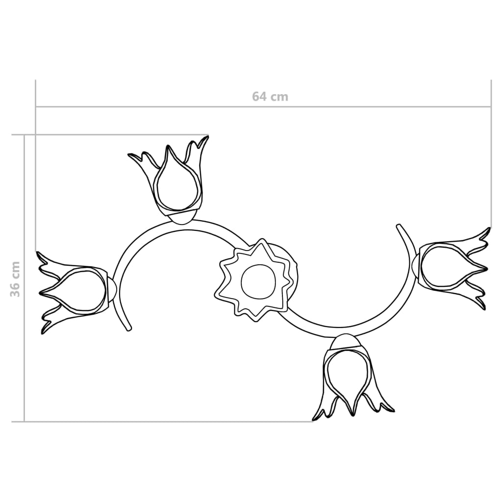 289233 vidaXL Ceiling Lamp with Transparent Glass Shades for 5 E14 Bulbs Tulip