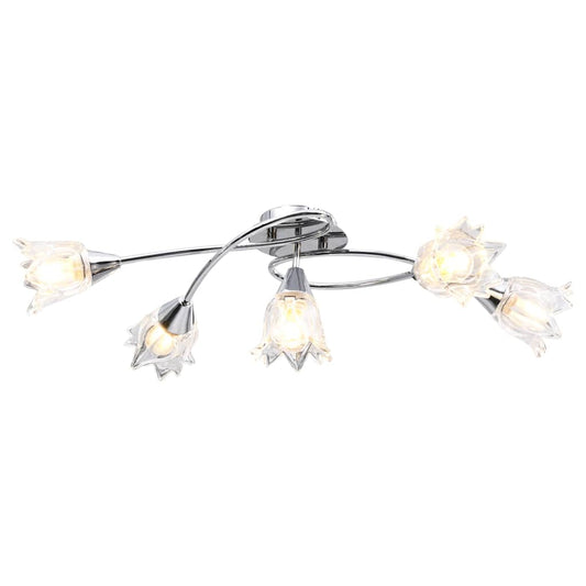 289236 vidaXL Ceiling Lamp with Transparent Glass Shades for 5 E14 Bulbs Tulip
