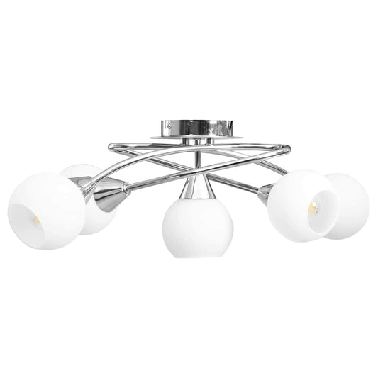 289237 vidaXL Ceiling Lamp with Ceramic Shades for 5 E14 Bulbs White Bowl