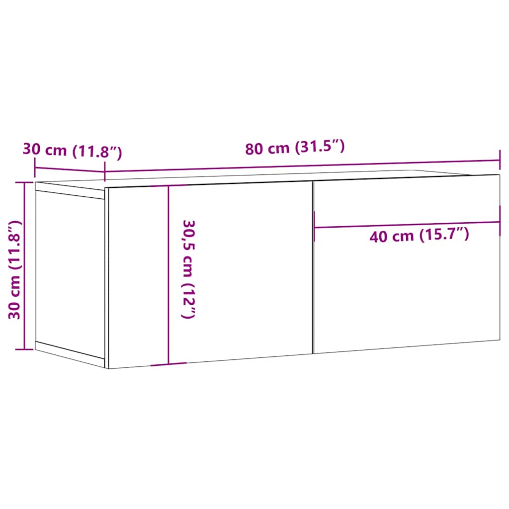 vidaXL Tv Cabinet | White | Engineered wood | Small | Drop-Down | TV Cabinet