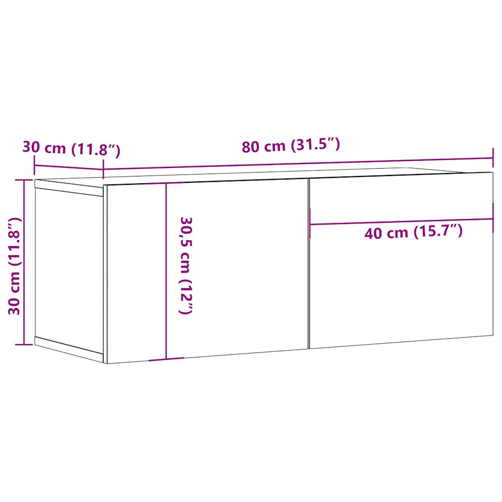 vidaXL TV Cabinet | Concrete Grey | Engineered Wood | Medium | Drop-Down