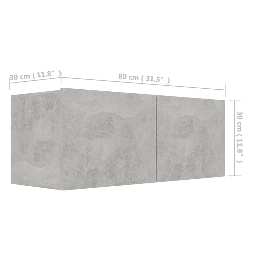 801476 vidaXL TV Cabinet Concrete Grey 80x30x30 cm Engineered Wood