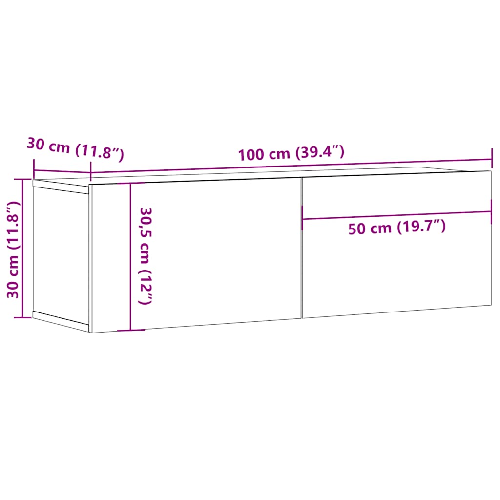 vidaXL TV Cabinet | Sonoma Oak | Engineered Wood | Medium | Drop-Down