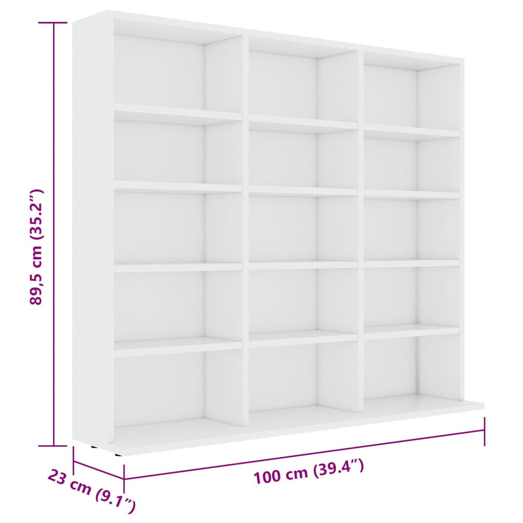 vidaXL CD Cabinet White 100x23x89.5 cm Engineered Wood