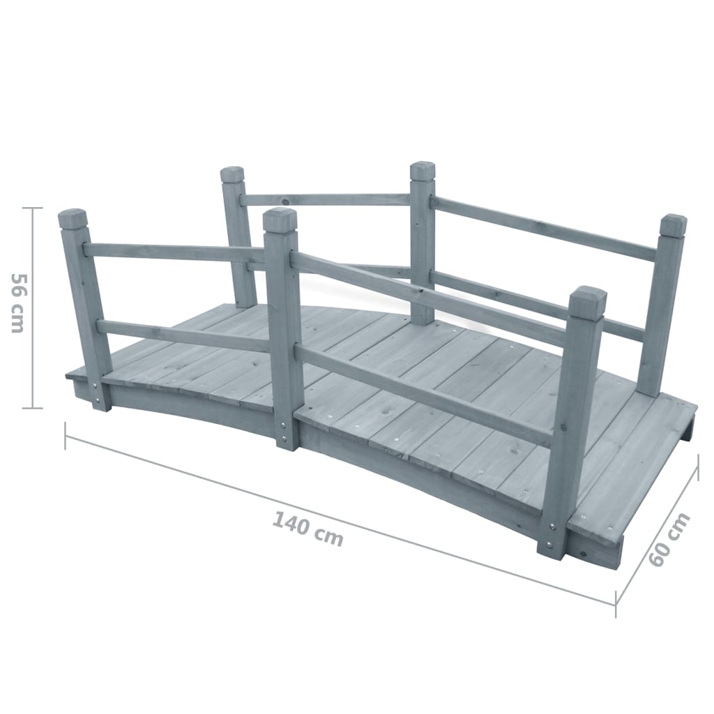 vidaXL Garden Bridge Grey 140x60x56 cm Solid Firwood