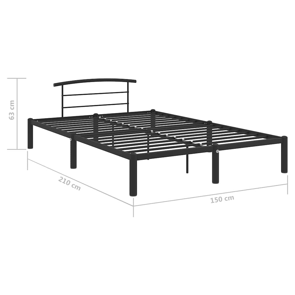 vidaXL Bed Frame without Mattress Black Metal 140x200 cm