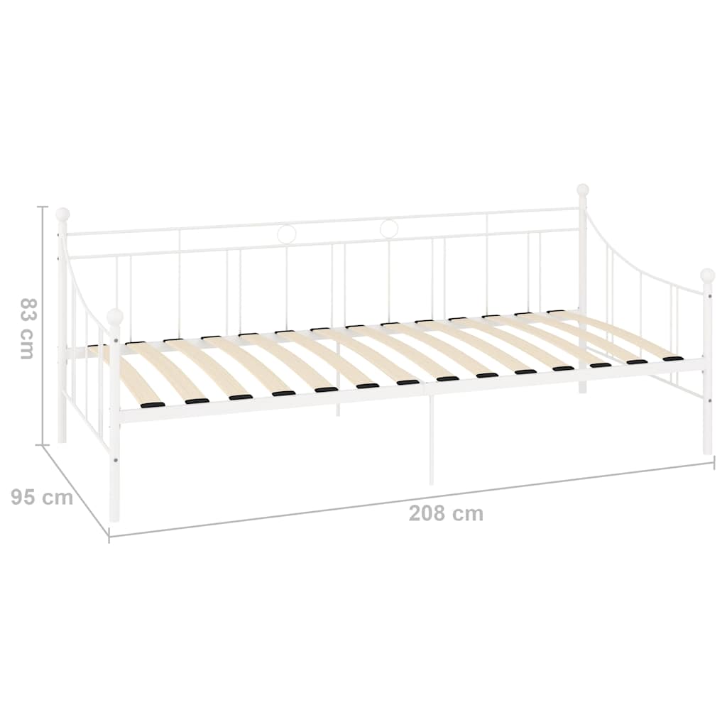 vidaXL DayBed Frame without Mattress White Metal 90x200 cm