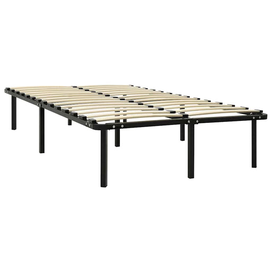 vidaXL Bed Frame | Black | Metal, poplar wood | Double | Heavy Weight Endurance
