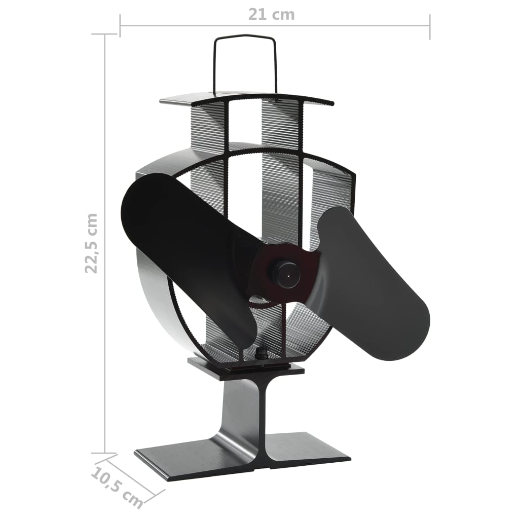 51235 vidaXL Heat Powered Stove Fan 2 Blades Black