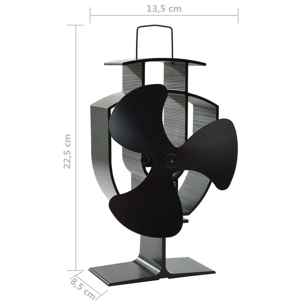 51236 vidaXL Heat Powered Stove Fan 3 Blades Black
