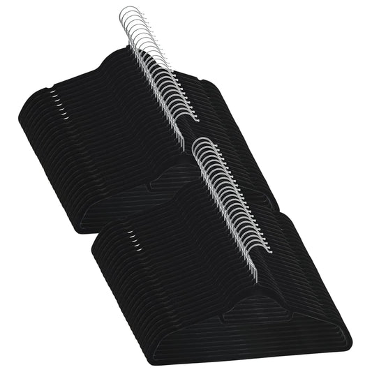 vidaXL 50 pcs Clothes Hanger Set Anti-slip Black Velvet