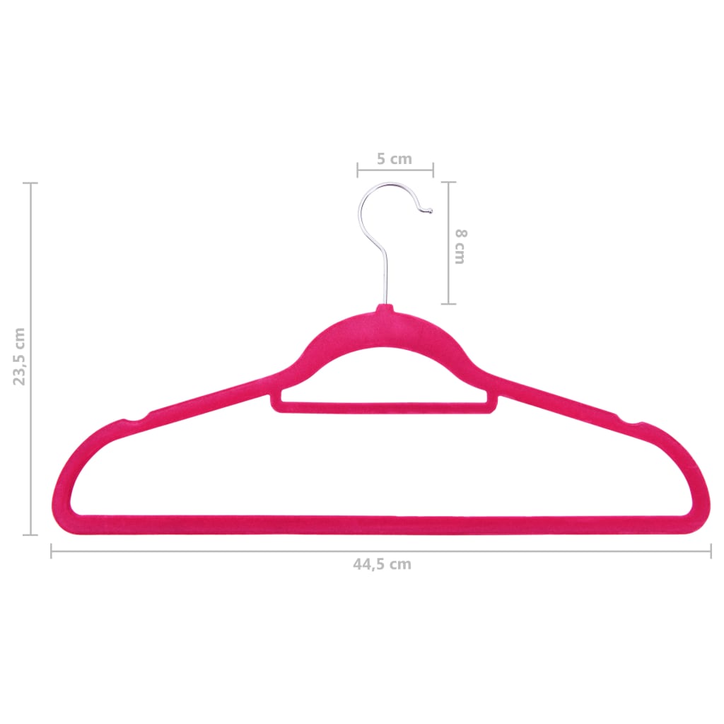 289924 vidaXL 50 pcs Clothes Hanger Set Anti-slip Pink Velvet
