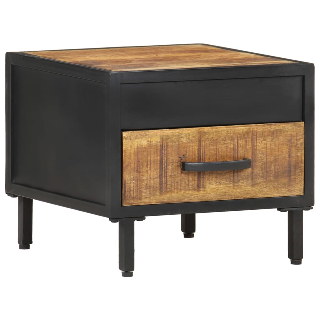vidaXL Bedside Cabinet | Brown | Rough Mango Wood, Powder-Coated Steel | Small