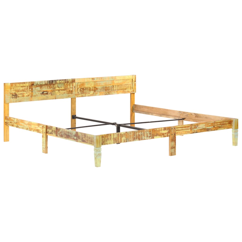 vidaXL Bed Frame | Reclaimed Wood Colour | Solid reclaimed wood, steel | Double