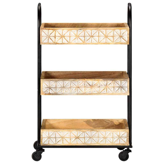 289093 vidaXL 3-Tier Kitchen Trolley 46x30x76 cm Solid Mango Wood
