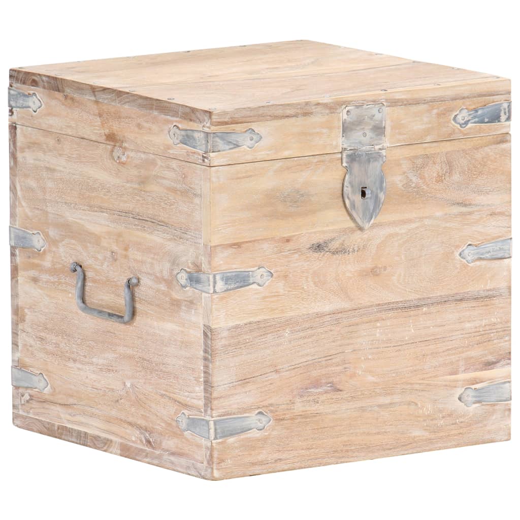 vidaXL Chest | White | Solid Acacia wood, Iron | 40x40x40 cm | Storage Chest