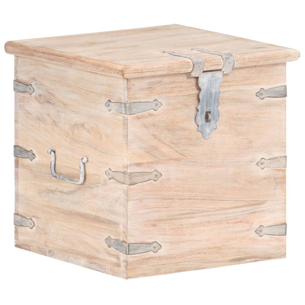 vidaXL Chest | White | Solid acacia wood with iron | 40 cm | Chest | Square