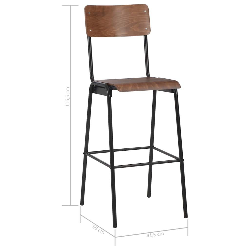 vidaXL Bar Stools 6 pcs Solid Plywood Steel