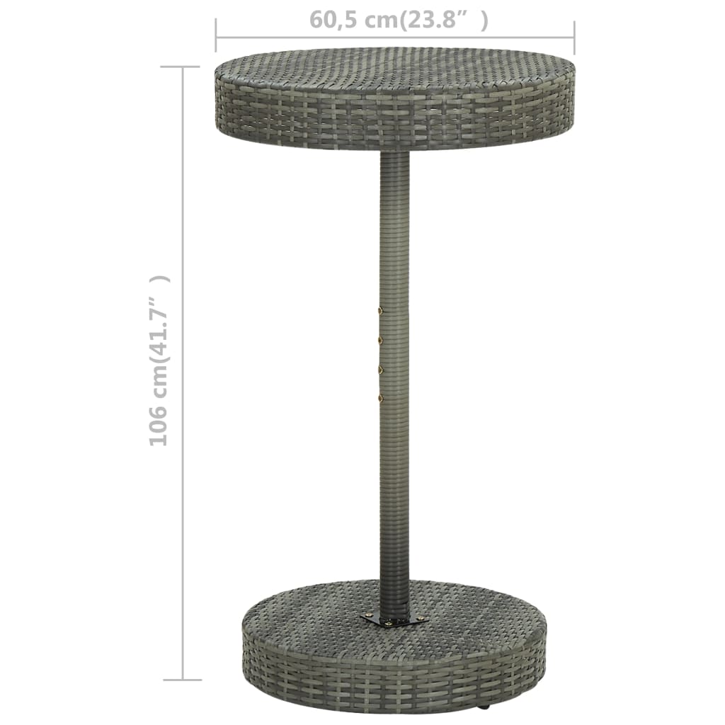 vidaXL Garden Table | Grey | PE rattan, powder-coated steel | Medium | Durable