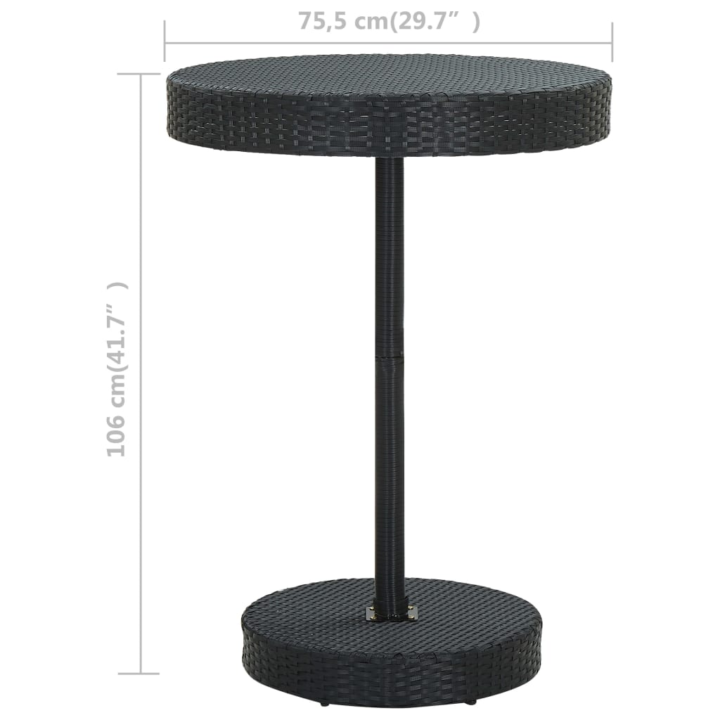 vidaXL Garden Table | Black | PE Rattan | Lightweight | Garden Table | Round