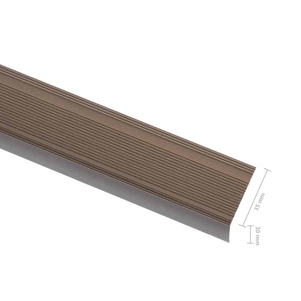 vidaXL Stair Nosings in L-shape 15 pcs Aluminium 100 cm Brown