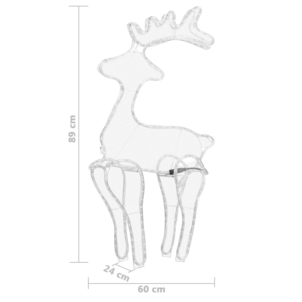 289976 vidaXL Reindeer Christmas Decoration with Mesh 306 LEDs 60x24x89cm