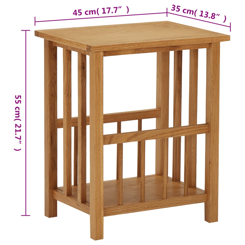 289183 vidaXL Magazine Table 45x35x55 cm Solid Oak Wood