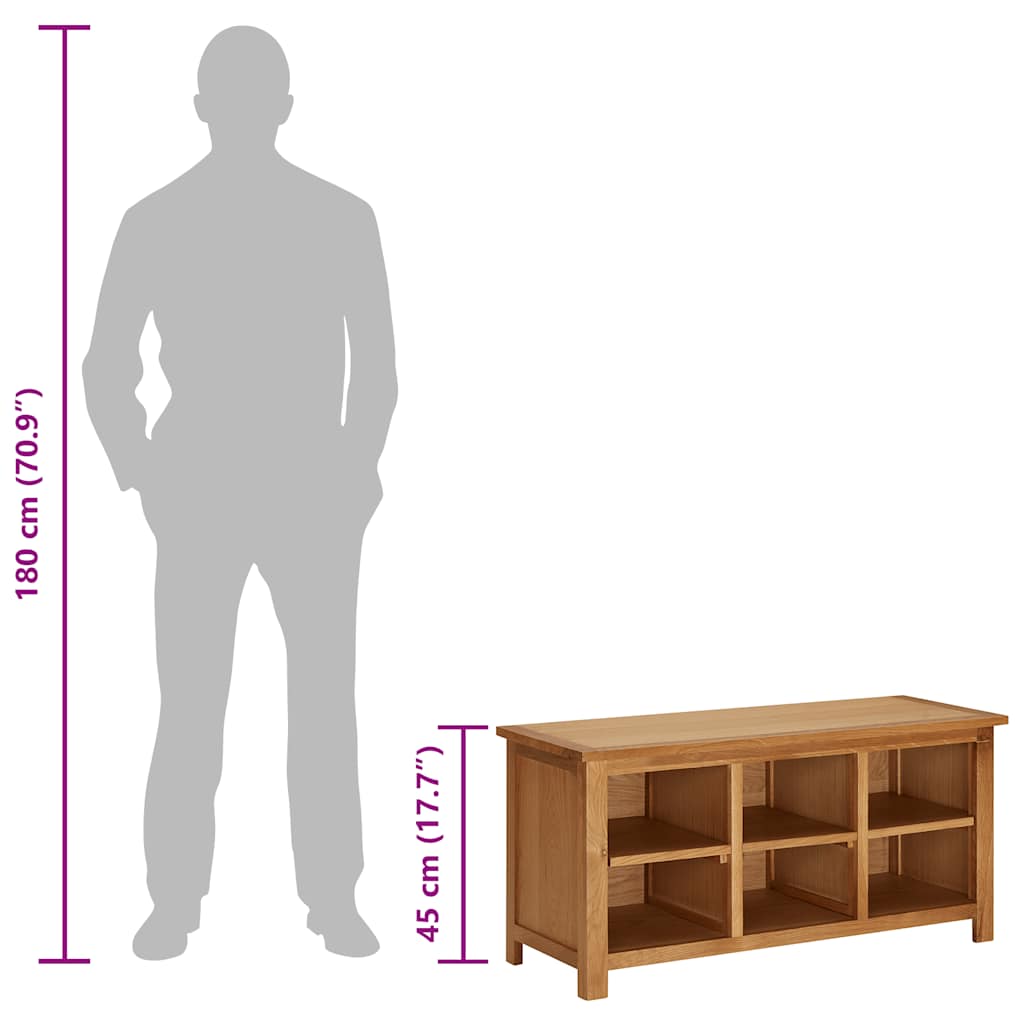 vidaXL Shoe Rack 90x37x45 cm Solid Oak Wood