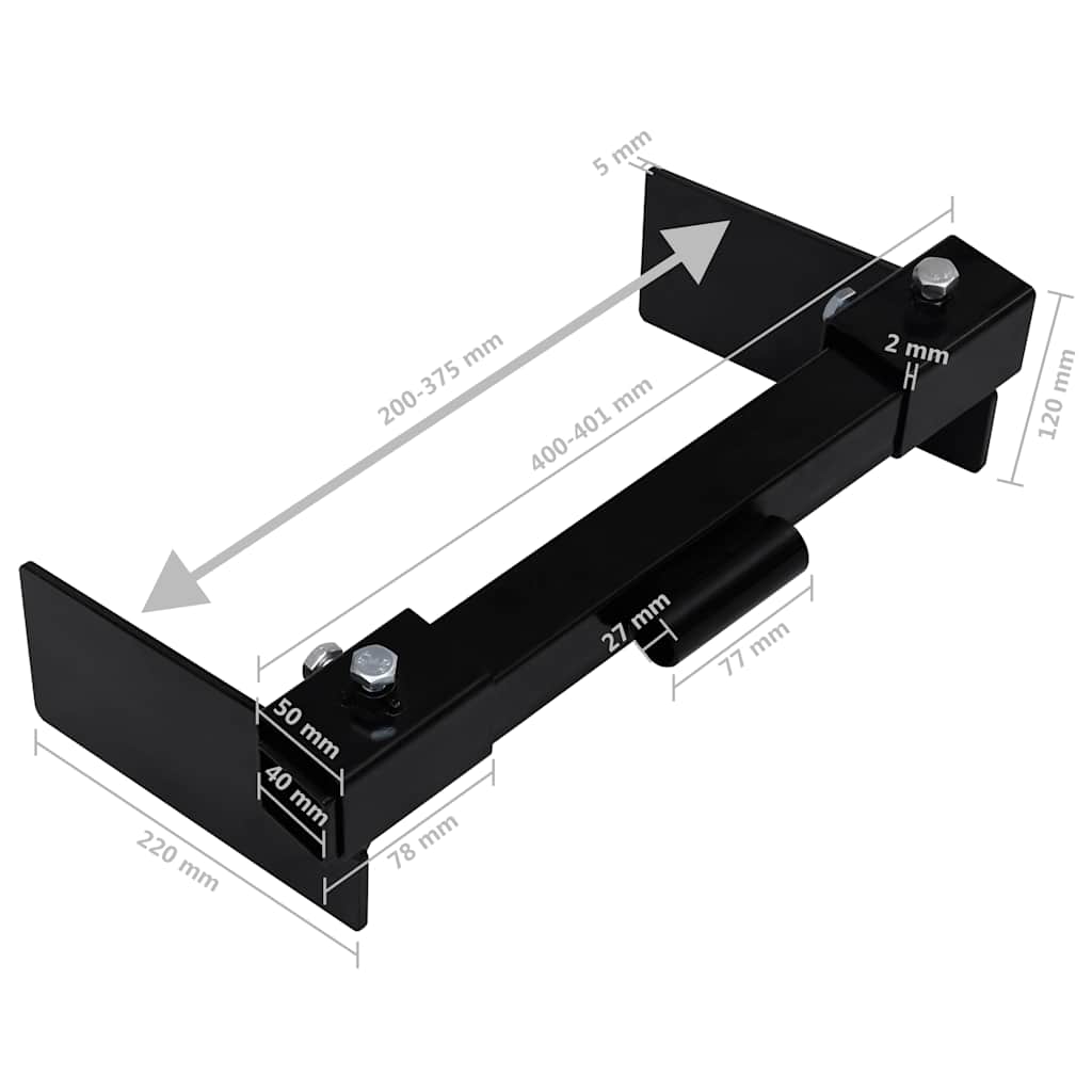 146893 vidaXL Snow Plow Adapter for Lawn Mower Black