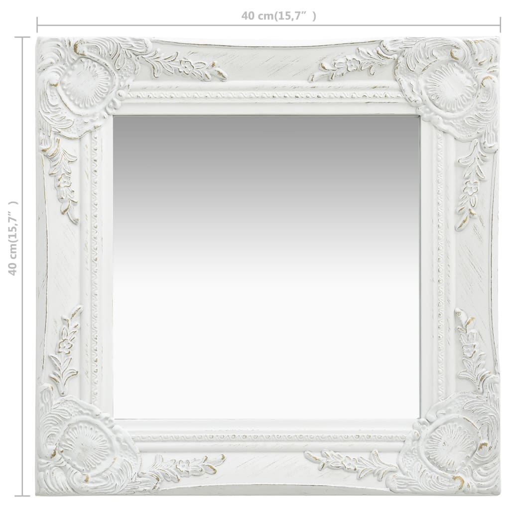320304 vidaXL Wall Mirror Baroque Style 40x40 cm White