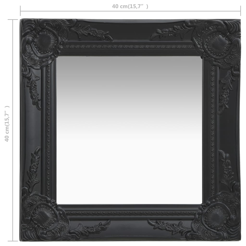 vidaXL Wall Mirror Baroque Style 40x40 cm Black