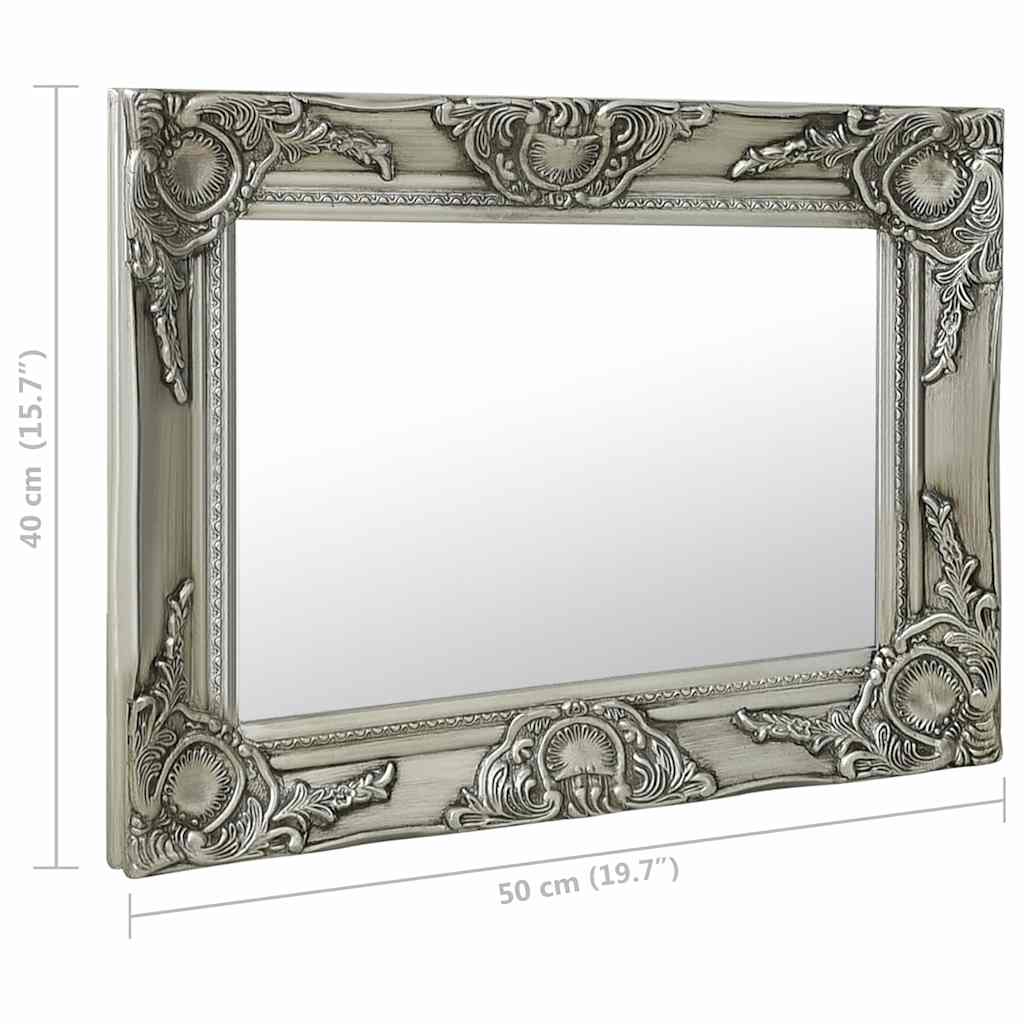vidaXL Wall Mirror Baroque Style 50x40 cm Silver